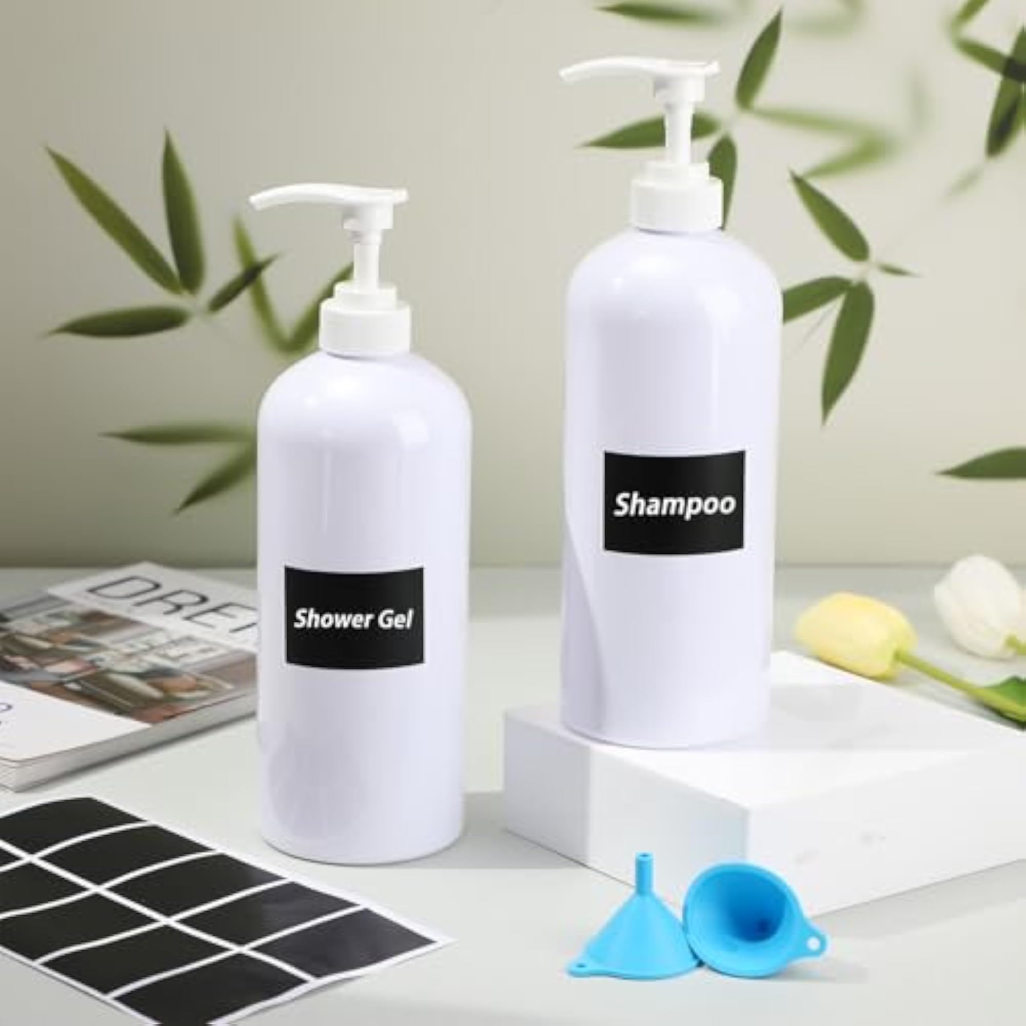 Pump Bottle Dispenser, 2 Pcs 1000ml Refillable